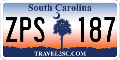 SC license plate ZPS187