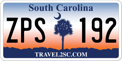 SC license plate ZPS192