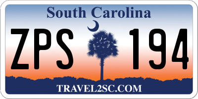 SC license plate ZPS194