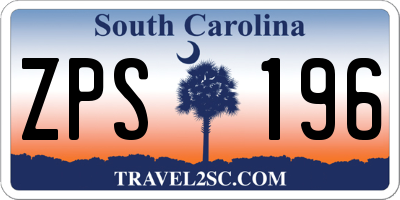SC license plate ZPS196