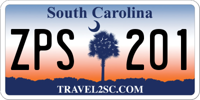 SC license plate ZPS201