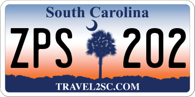 SC license plate ZPS202