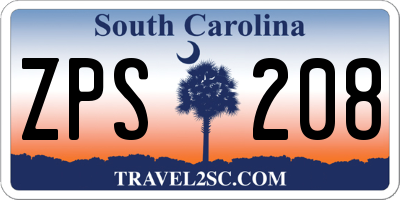 SC license plate ZPS208