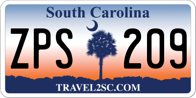 SC license plate ZPS209
