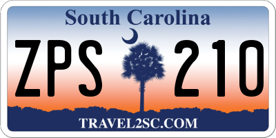 SC license plate ZPS210