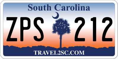 SC license plate ZPS212