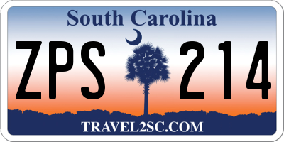 SC license plate ZPS214