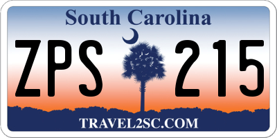 SC license plate ZPS215