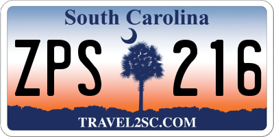 SC license plate ZPS216