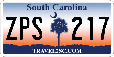 SC license plate ZPS217