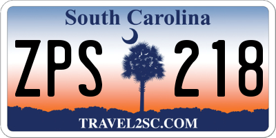 SC license plate ZPS218