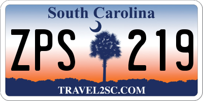 SC license plate ZPS219