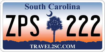 SC license plate ZPS222