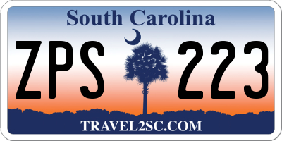 SC license plate ZPS223