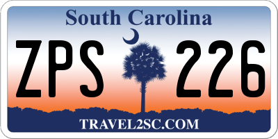 SC license plate ZPS226