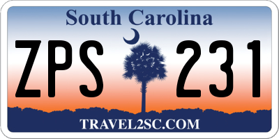SC license plate ZPS231