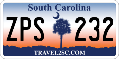SC license plate ZPS232