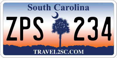 SC license plate ZPS234
