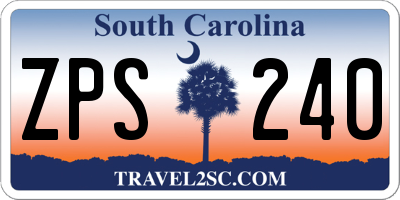 SC license plate ZPS240