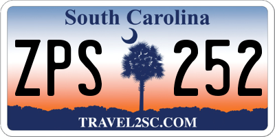 SC license plate ZPS252