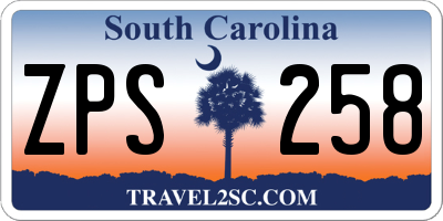 SC license plate ZPS258