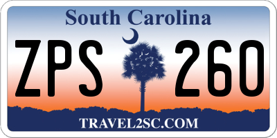 SC license plate ZPS260