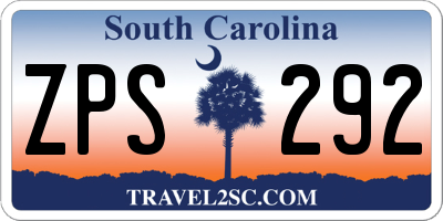 SC license plate ZPS292