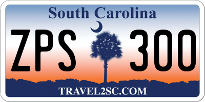 SC license plate ZPS300