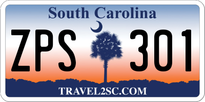 SC license plate ZPS301