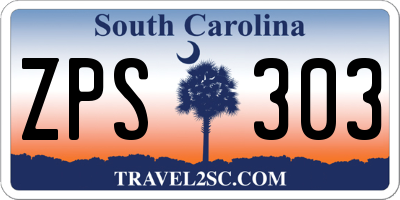 SC license plate ZPS303