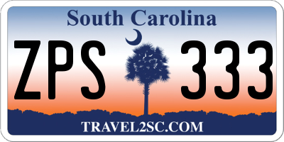 SC license plate ZPS333