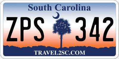 SC license plate ZPS342