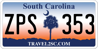 SC license plate ZPS353