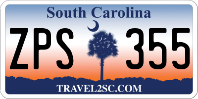 SC license plate ZPS355