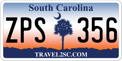 SC license plate ZPS356
