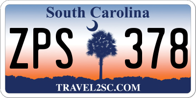 SC license plate ZPS378