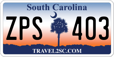 SC license plate ZPS403