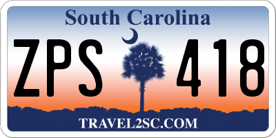 SC license plate ZPS418