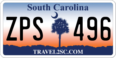 SC license plate ZPS496