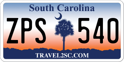 SC license plate ZPS540