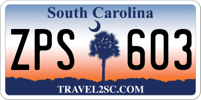 SC license plate ZPS603