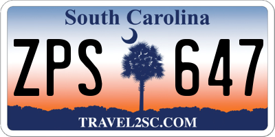 SC license plate ZPS647