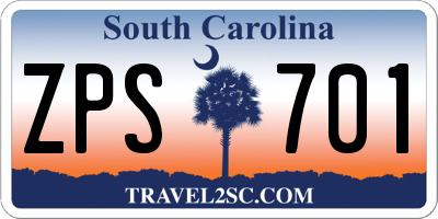 SC license plate ZPS701