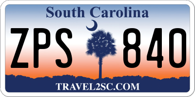 SC license plate ZPS840