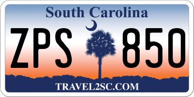SC license plate ZPS850