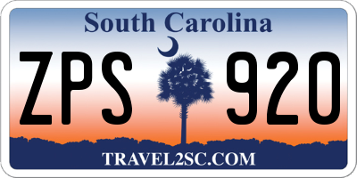 SC license plate ZPS920