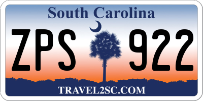 SC license plate ZPS922