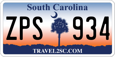 SC license plate ZPS934