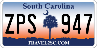 SC license plate ZPS947