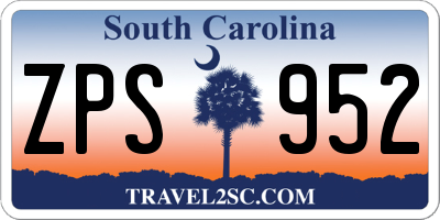 SC license plate ZPS952